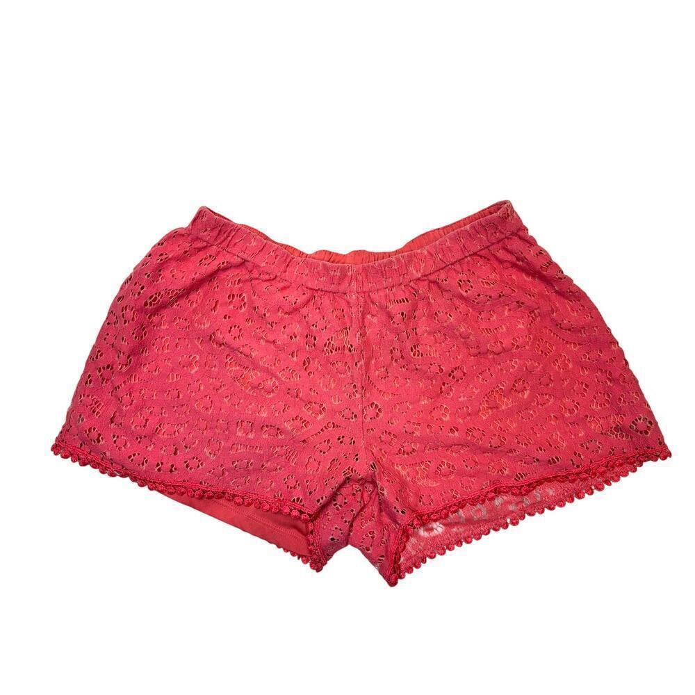 Just Be... Eyelet Lace-Like Overlay Coral Short's Size Medium Juniors - Picture 2 of 5